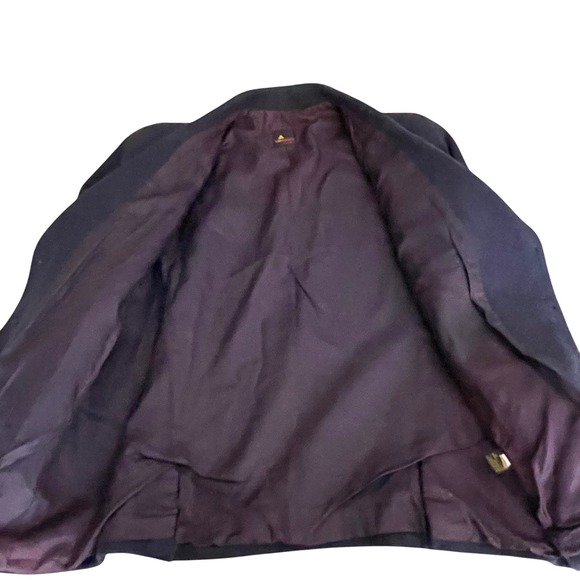 Vintage Lizsport Petites‎ Navy Wool Blazer Gold Crest Preppy Classic 8P - Picture 14 of 16